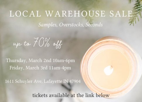 Antique Candle Co. Local Warehouse Sale